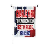 Charlie Kirk, véritable héros américain, repose en paix, drapeau américain 12"x18" drapeaux de jardin bannière double face sans mât