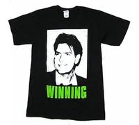 Charlie Sheen Winning Picture Image T-Shirt Printed Graphic Black Mens Top Tee T-Shirt Black S