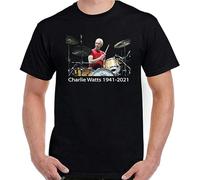 Charlie Watts Drummer T-Shirt Tribute to The Legends Top Tee Black L