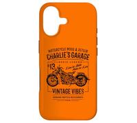 Charlie's Garage Design Moto Vintage pour nom Charlie Coque pour iPhone 17