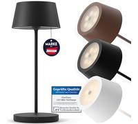 charlique® Dinner Light 2 - Lampe LED à poser rechargeable par USB en noir - lampe nomade tactile sans fil avec variateur - batterie puissante - aussi pour l’extérieur