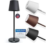 charlique® Dinner Light - Lampe LED à poser rechargeable par USB en noir - lampe nomade tactile sans fil avec variateur - batterie puissante - aussi pour l’extérieur