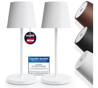 charlique® Dinner Light mini (double pack) - petite Lampe LED à poser rechargeable par USB en blanc - lampe nomade tactile sans fil avec variateur - batterie puissante - aussi pour l’extérieur