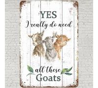 CHARLLR Plaque en métal vintage 20,3 x 30,5 cm, décoration murale rétro motif chèvres, Yes I Really Do Need All These Goats - Poster vintage pour maison, salon, chambre à coucher, cuisine, jardin,