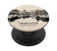 Charlotte Caroline du Nord Vintage Skyline Dessin PopSockets PopGrip Adhésif