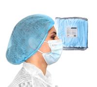 Charlotte cheveux jetable - 100 charlottes jetables OneProtek (Bleu) - Pour usage Alimentaire Restauration et Médical, 53 cm, Respirantes et Résistantes pour un confort longue durée