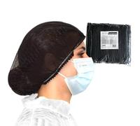 Charlotte cheveux jetable - 100 charlottes jetables OneProtek (Noir) - Pour usage Alimentaire Restauration et Médical, 53 cm, Respirantes et Résistantes pour un confort longue durée