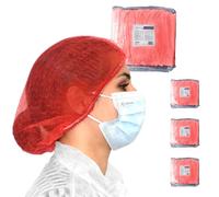 Charlotte cheveux jetable - 400 charlottes jetables OneProtek (Rouge) - Pour usage Alimentaire Restauration et Médical, 53 cm, Respirantes et Résistantes pour un confort longue durée