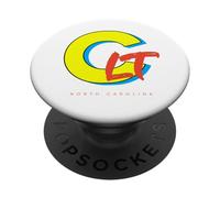 Charlotte CLT Caroline du Nord Années 80 90 Pop Music NC Queen City PopSockets PopGrip Adhésif