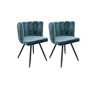CHARLOTTE - Lot de 2 Chaises Velours Bleu - Altobuy Bleu G