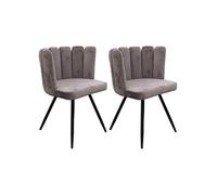 CHARLOTTE - Lot de 2 Chaises Velours Gris -
