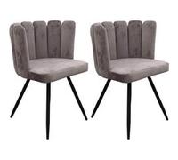 CHARLOTTE - Lot de 2 Chaises Velours Gris -