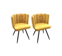 CHARLOTTE - Lot de 2 Chaises Velours Jaune -
