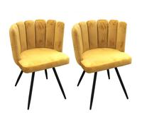 CHARLOTTE - Lot de 2 Chaises Velours Jaune -