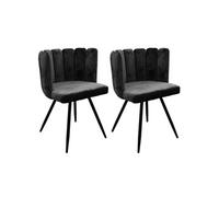 CHARLOTTE - Lot de 2 Chaises Velours Noir -