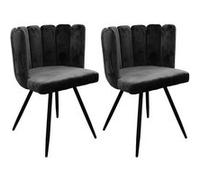 CHARLOTTE - Lot de 2 Chaises Velours Noir -