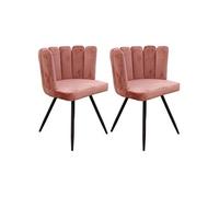 CHARLOTTE - Lot de 2 Chaises Velours Rose -