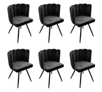 CHARLOTTE - Lot de 6 Chaises Velours Noir