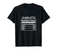 Charlotte Nutrition Facts Class Sass Style Funny Name Parody T-Shirt