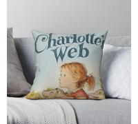 Charlotte's Web E. B. Taie d'oreiller carrée blanche en polyester et lin velours imprimé fermeture éclair décorative Housse de coussin de lit