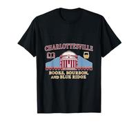 Charlottesville VA Books Bourbon et Blue Ridge Design T-Shirt