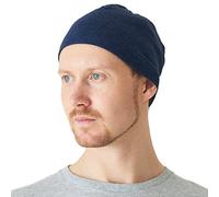 CHARM 100% Bio Coton Bonnet Chimio Femme Homme - Chapeau Leger Peau Sensible sous Casque Serré Marine