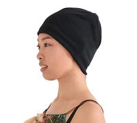 CHARM 100% Bio Coton Bonnet Chimio Femme Homme - Chapeau Leger Peau Sensible sous Casque Serré Noir
