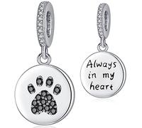 Charm Animaux en Argent 925 Breloque Bead Compatible pour Européen Bracelets/Collier, Patte de Chien Breloque Animaux Cadeau pour Femme Fille (Patte)