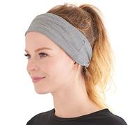 CHARM Bandeau Cheveux Homme Femme En Coton Elastique - Bandana 2 En 1 Tour De Cou Lycra Naturel Hiver Été Japonais Gris Clair