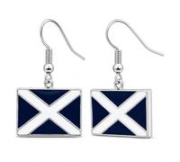 Charm Buddy Boucles d'oreilles pendantes drapeau écossais avec sac cadeau Drapeau écossais Saint Andrews Drapeau écossais Football Rugby Cornemuse Bijoux Bijoux, 22mm x 16mm x 1.5mm, Émail