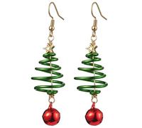Charm Buddy Boucles d'oreilles pendantes en spirale avec clochette d'arbre de Noël pour femmes et filles, taille unique, Strass, Pas de gemme
