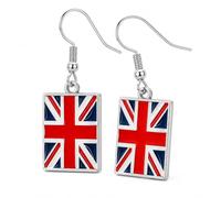 Charm Buddy Couronne de célébration du couronnement du roi avec drapeau de l'Union Jack, boucles d'oreilles pendantes au drapeau britannique du Royaume-Uni avec sac cadeau, Saint Georges Day, football