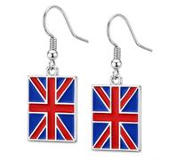 Charm Buddy Couronne de célébration du couronnement du roi Union Jack Drapeau britannique du Royaume-Uni avec sac cadeau Boucles d'oreilles pendantes pour la fête de Saint Georges Angleterre Football