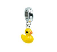 Charm canard en caoutchouc jaune 925 compatible avec les bracelets Pandora, Trollbeads, Chamilia, Biagi et beaucoup d'autres bracelets à breloques britanniques.