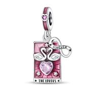 Charm carte de tarot en argent 925 compatible avec les bracelets Pandora, Trollbeads, Chamilia, Biagi et beaucoup d'autres bracelets à breloques britanniques.