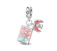 Charm carte de tarot en argent 925 compatible avec les bracelets Pandora, Trollbeads, Chamilia, Biagi et beaucoup d'autres bracelets à breloques britanniques.