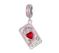 Charm carte de tarot L’Impératrice pour bracelet Pandora, pendentif cœur rouge en argent sterling 925 avec couronne et lune