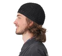 CHARM Chapeau Homme Kufi 100% Coton - Bonnet Priere Islam Crochet Tricot Doux Peau Sensible Soins Chimio Femme Noir