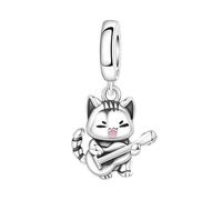 Charm chat chantant, charm pour bracelet, compatible avec le collier bracelet pandora