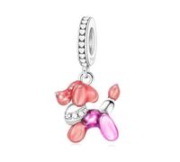 Charm chien ballon rose en argent 925 compatible avec les bracelets Pandora, Trollbeads, Chamilia, Biagi et beaucoup d'autres bracelets à breloques britanniques.