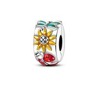 Charm clip coccinelle tournesol libellule, compatible avec le collier bracelet pandora
