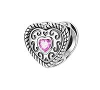Charm coeur rétro, accessoire de bracelet à breloques en argent sterling 925, compatible avec le collier bracelet pandora, cadeau pour femme