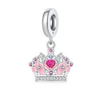 Charm couronne d'amour coloré, accessoire de bracelet à breloques en argent sterling 925, compatible avec le collier bracelet pandora, cadeau pour femme