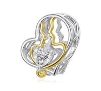 Charm cœur d'amant, accessoire en argent sterling 925, compatible avec bracelet 3 mm-4,5 mm