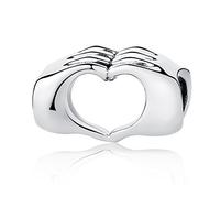 Charm Cœur dans les Mains en Argent 925 pour Bracelet Pandora - Cadeau de Noël ou Fête des Mères