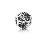 Charm d'argent - PANDORA - 791409CZ - Émail noir - 4 zircones transparentes - Argent