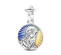 Charm de prière de la vierge marie, véritable breloque de perles en argent sterling 925, compatible avec le bracelet pandora