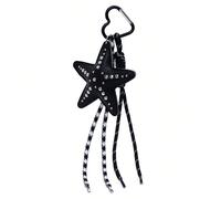 Charm de sac en corde tressée fait main avec étoile à cinq branches style punk, accessoire porte-clés mode décontracté, pendentif pour e voiture, charm cool pour pantalon Polyuréthane