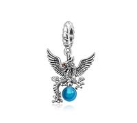 Charm dragon avec œuf bleu en argent 925 compatible avec les bracelets Pandora, Trollbeads, Chamilia, Biagi et beaucoup d'autres bracelets à breloques britanniques.