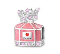 Charm en argent 925 avec couronne rose en forme de bouteille de parfum compatible avec les bracelets Pandora, Trollbeads, Chamilia, Biagi et beaucoup d'autres bracelets à breloques britanniques.